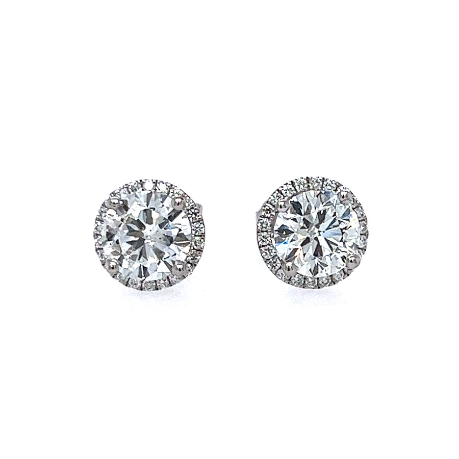 Diamond halo stud earrings 2.20Ct