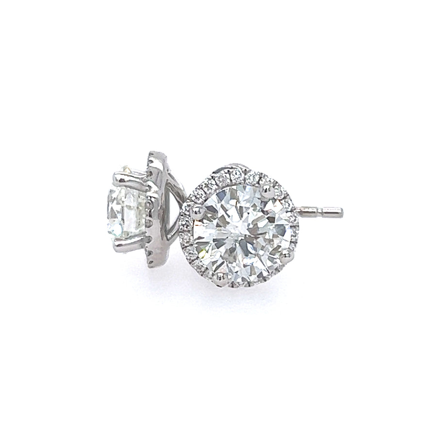 Diamond halo stud earrings 2.20Ct