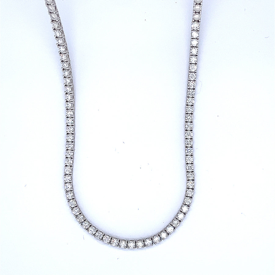 Diamond Tennis Necklace half diamonds 5.96Ct