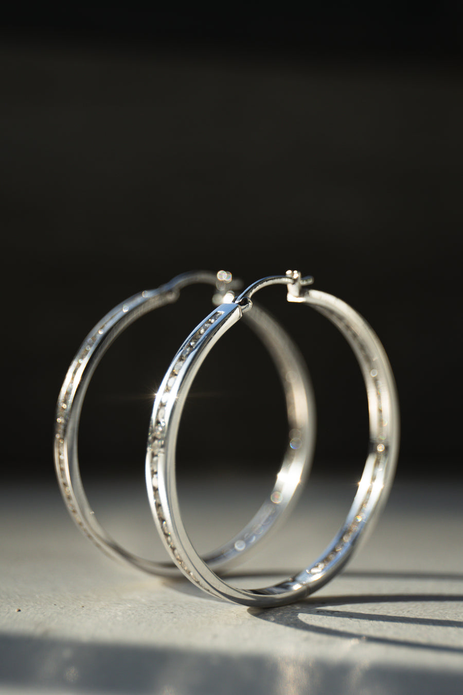 Diamond loop earrings