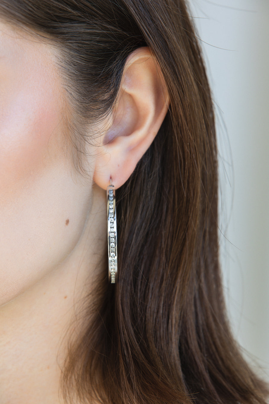 Diamond loop earrings