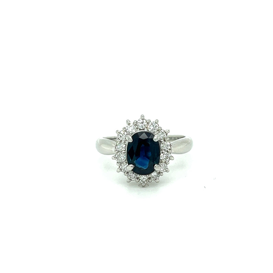 Diamond and blue sapphire ring