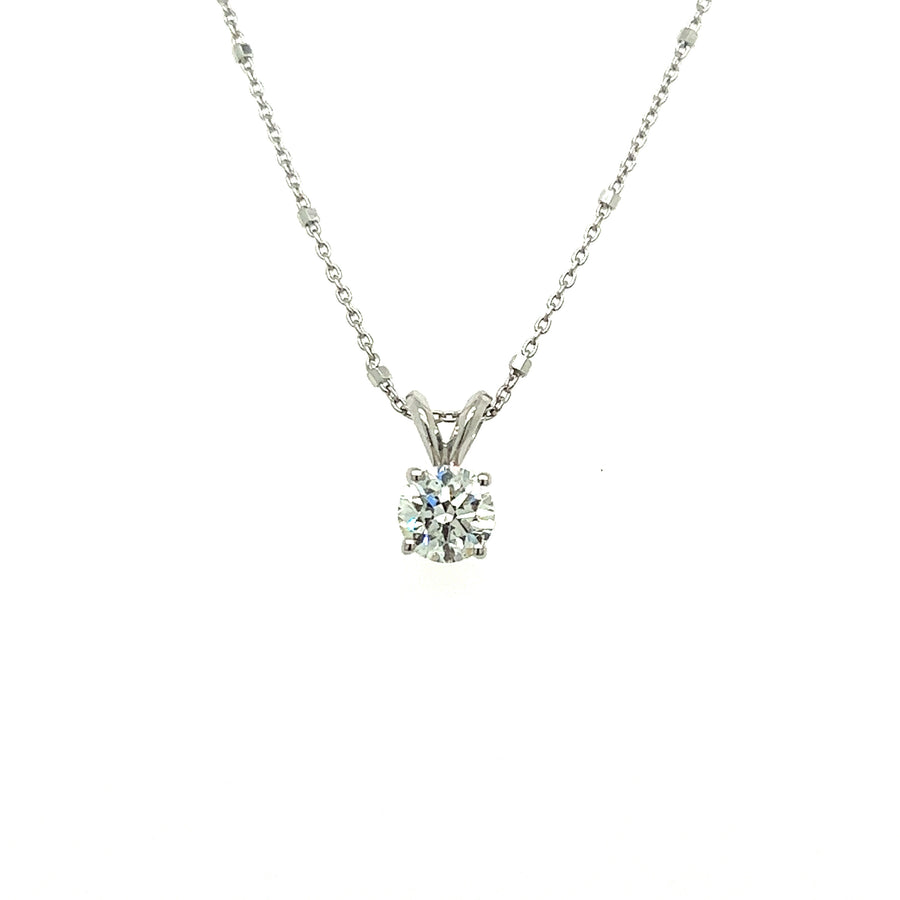 Solitaire diamond pendant with gold chain 0.75Ct