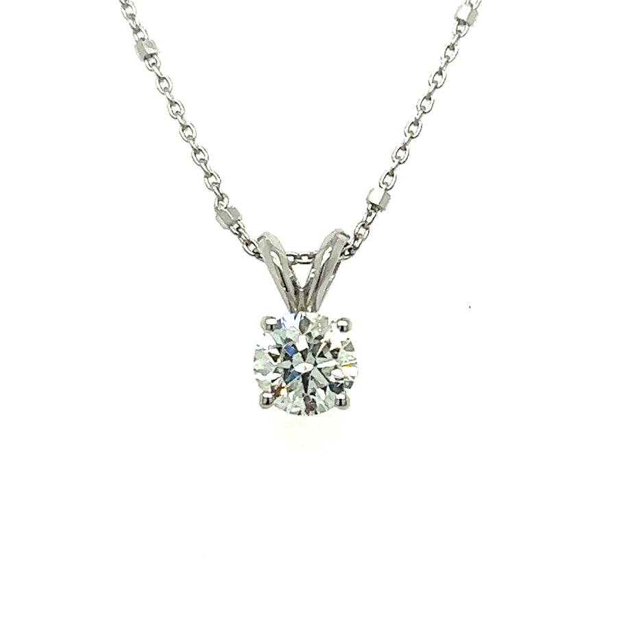 Solitaire diamond pendant with gold chain 0.75Ct