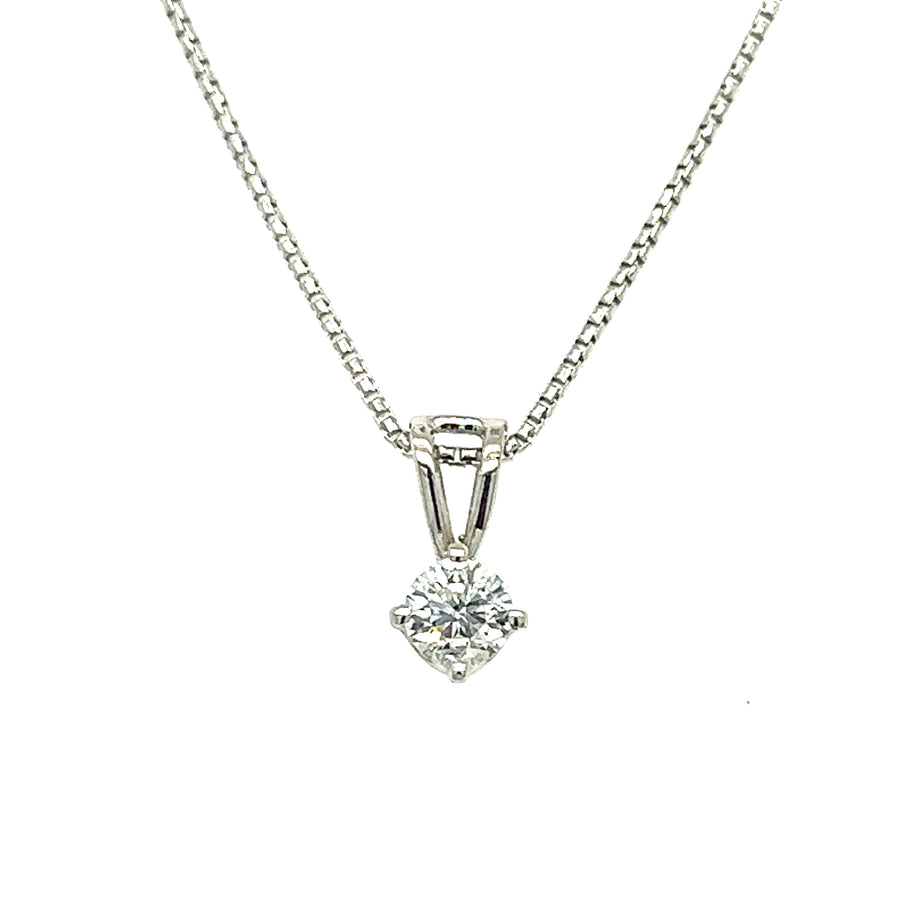 Solitaire diamond pendant with gold chain 0.30Ct