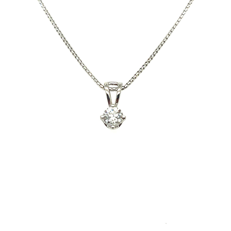 Solitaire diamond pendant with gold chain 0.25Ct