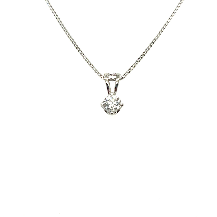 Solitaire diamond pendant with gold chain 0.30Ct