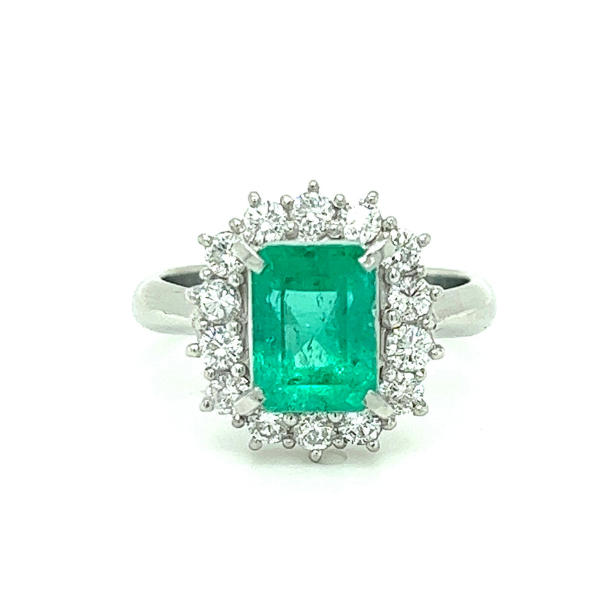 Diamond green emerald ring