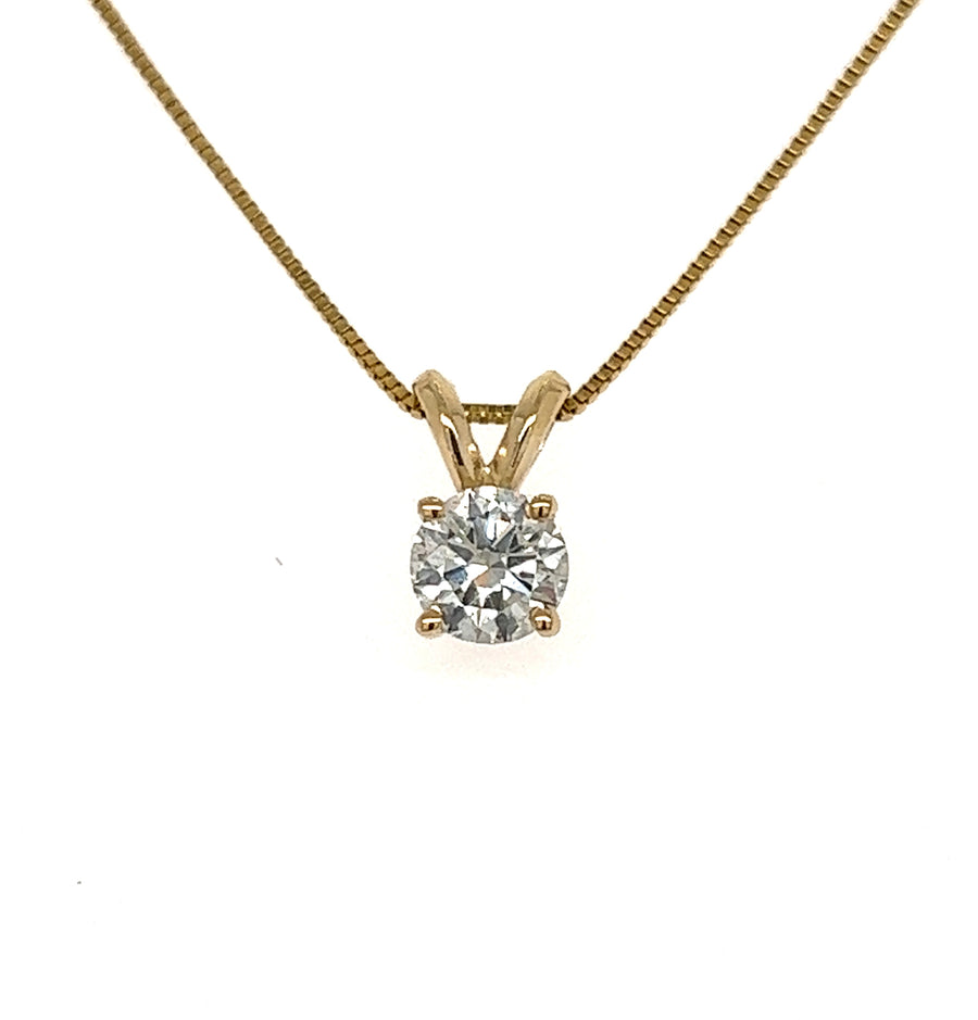 Solitaire diamond pendant with gold chain 0.53Ct