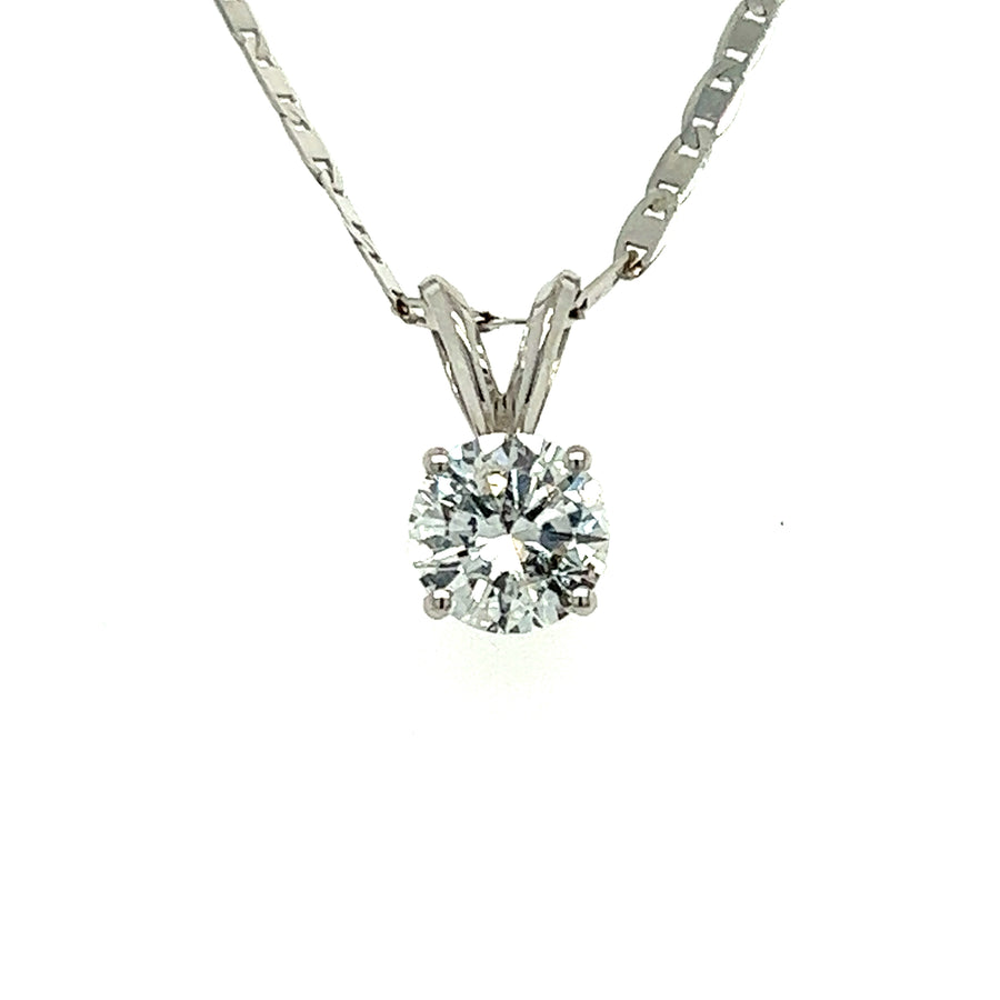 Solitaire diamond pendant with gold chain 1.00Ct