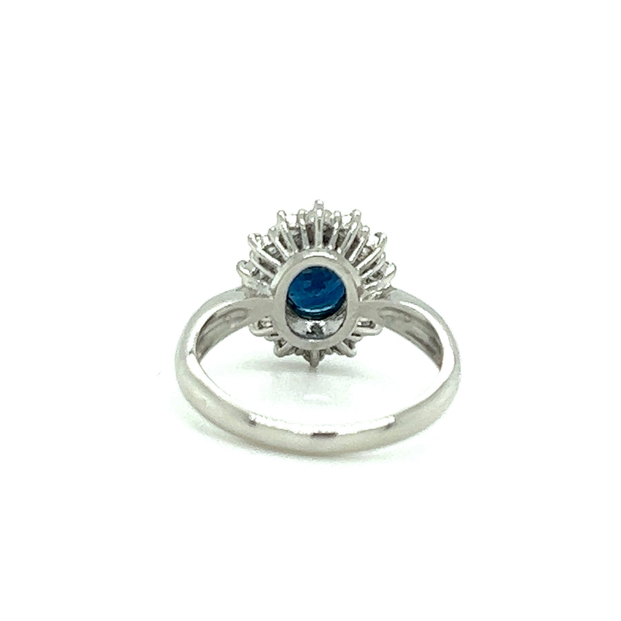 Diamond and blue sapphire ring