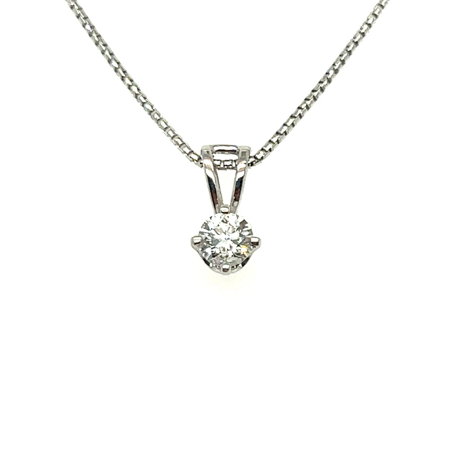 Solitaire diamond pendant with gold chain 0.25Ct