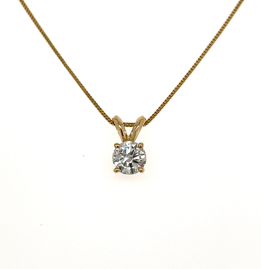 Solitaire diamond pendant with gold chain 0.53Ct