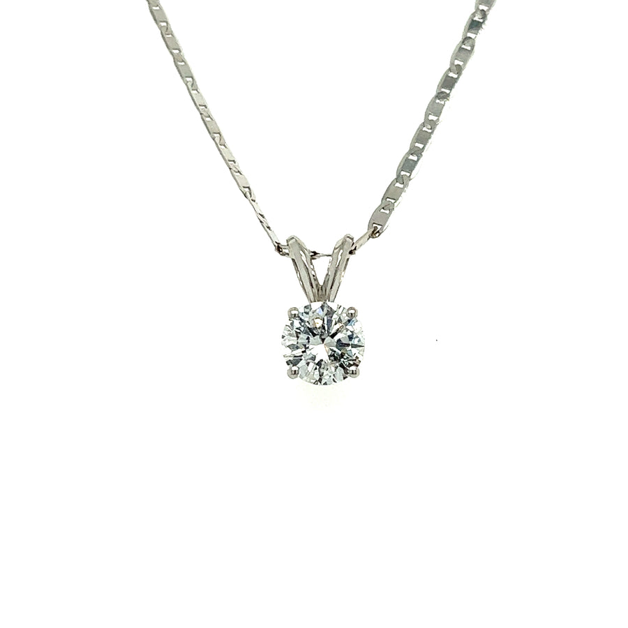 Solitaire diamond pendant with gold chain 1.00Ct